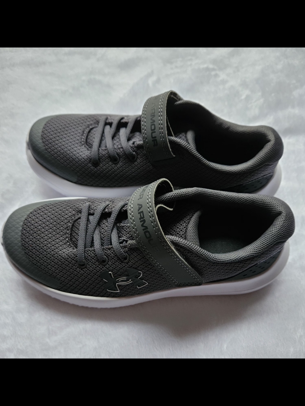 Under Armour Kids Charcoal Gray and White Sneakers